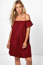 Boohoo Plus Karina Drape Sleeve Mini Dress Wine