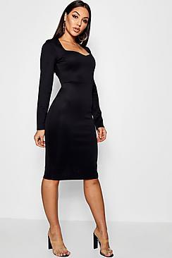 Boohoo Annie Sweet Heart Neck Midi Dress