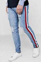Boohoo Skinny Fit Rigid Jeans With Side Taping