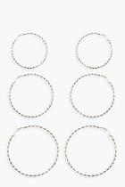 Boohoo Diamond Cut Triple Hoop Pack