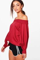 Boohoo Tall Lola Balloon Sleeve Sweatshirt Burgundy