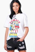 Boohoo Lily I'm Female Wonder Woman T-shirt White