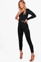Boohoo Petite Imogen One Shoulder Crepe Jumpsuit