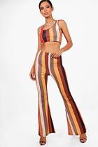 Boohoo Isabelle Stripe Flared Trouser Co-ord