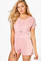 Boohoo Amy Capped Sleeve Solid Colour Playsuit