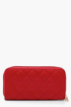 Boohoo Diamond Quilt Ziparound Purse