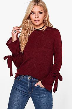 Boohoo Madison Tie Sleeve Top