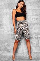 Boohoo Fiona Leopard Print Slinky Longline Cycle Short