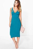 Boohoo Leila Strappy Sweetheart Neck Midi Dress