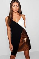 Boohoo Spilled Metallic Cami Mini Dress