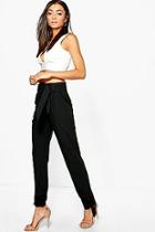 Boohoo Tall Maia Woven Tie Tailored Trousers