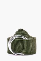 Boohoo Khaki Xl Canvas Ring Fasten Belt Khaki