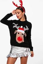 Boohoo Petite Sasha Reindeer Christmas Jumper