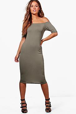 Boohoo Petite Camilla Off The Shoulder Bodycon Dress