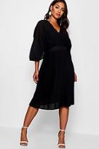 Boohoo Boutique Charley Pleated Batwing Midi Dress