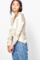 Boohoo Zoe Boutique Metallic Pyjama Shirt Gold