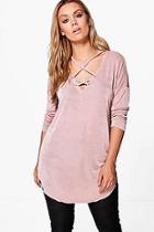 Boohoo Plus Zoe Cross Detail Tunic Top