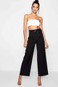 Boohoo Niki Paperbag Waist Woven Wide Leg Trouser