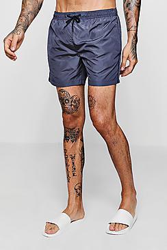 Boohoo Mid Length Swim Shorts With Piping