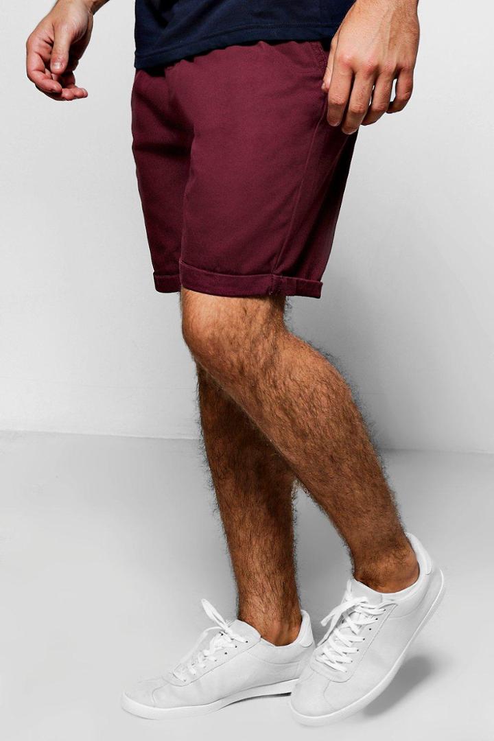 Boohoo Burgundy Plain Chino Shorts Burgundy