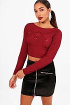 Boohoo Annie Cross Stitch Detail Rib Top