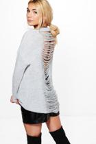 Boohoo Charlotte Laddered Back Jumper Silver