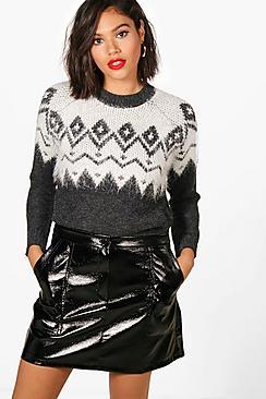 Boohoo Beau Fluffy Knit Fairisle Jumper
