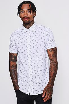Boohoo All Over Tiger Print Short Sleeve Shirt