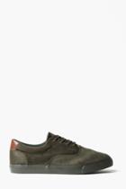 Boohoo Faux Suede Lace Up Trainers Khaki