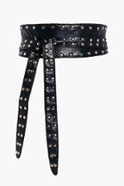 Boohoo Vanessa Stud Edge Leather Look Obi Belt Black