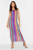 Boohoo Tall Rainbow Stripe Maxi Dress
