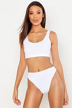 Boohoo Tall Mix & Match Rib Scoob Bikini Top