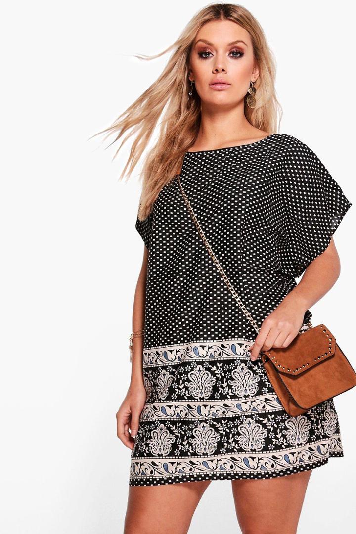 Boohoo Plus Amber Mono Shift Dress Multi