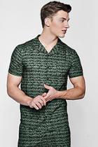 Boohoo Khaki Printed Revere Short Sleeve Shirt Co-ord