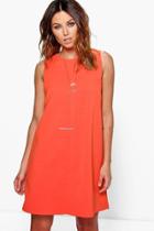 Boohoo Abbey Tab Side Shift Dress Orange