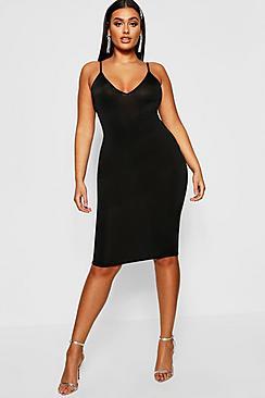 Boohoo Plus Disco Slinky Plunge Midi Dress