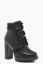 Boohoo Contrast Lace Up Cleated Hiker Boots