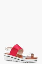 Boohoo Amber Sports Cleated Sandal Red