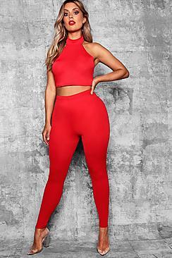 Boohoo Plus Emma High Neck Crop Top