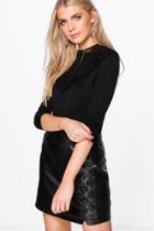 Boohoo Alexis Lace Frill High Neck Top Black