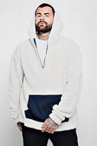 Boohoo Oversized Borg Hoodie With Contrast Pocket