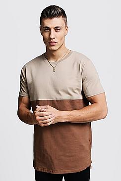 Boohoo Longline Step Hem Jersey Colour Block Tee
