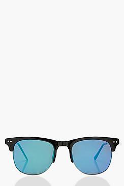 Boohoo Lucy Blue Mirrored Lens Sunglasses