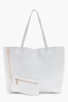 Boohoo Laila Shopper With Purse White