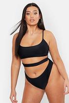 Boohoo Plus Strappy Cut Out High Leg Swimsuit