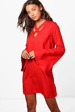 Boohoo Tall Carly Cross Front Shift Dress