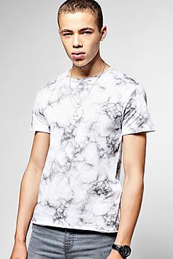 Boohoo Short Sleeve Crew Neck Marble Print T-shirt