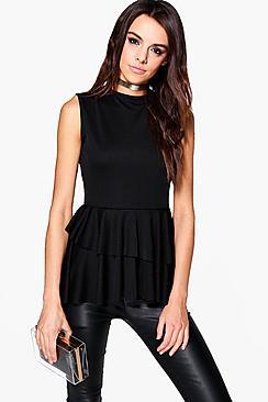 Boohoo Nia Sleeveless Top With Layered Frill Detail