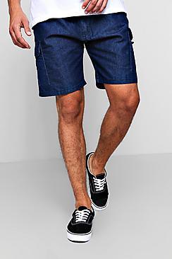 Boohoo Slim Fit Denim Cargo Short
