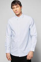 Boohoo Blue Oxford Stripe Shirt Blue